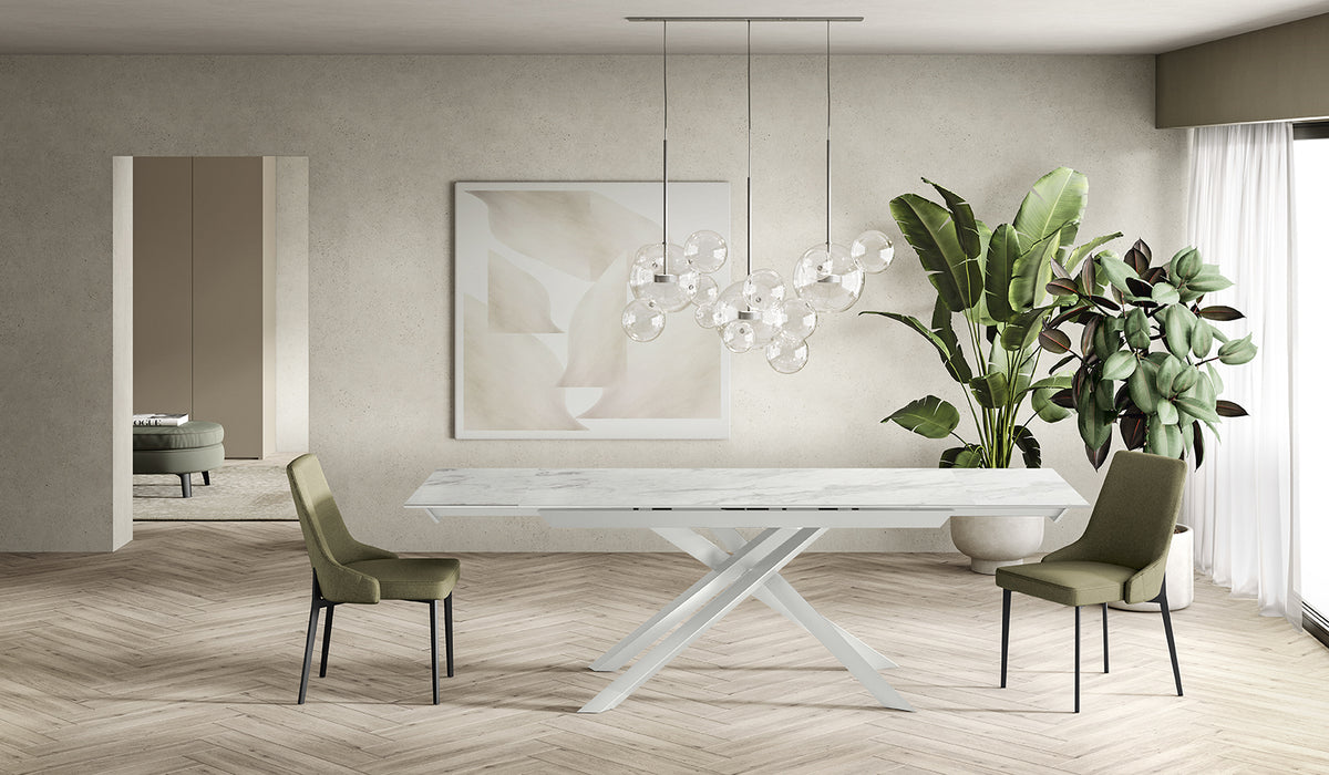 Extendable Dining Table Cross 160-240 cm Calacatta / White Domestica – Lifestyle