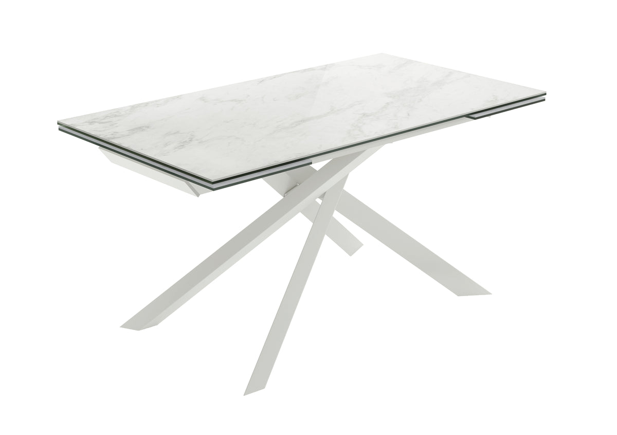 Extendable Dining Table Cross 160-240 cm Calacatta / White Domestica – Product View on White