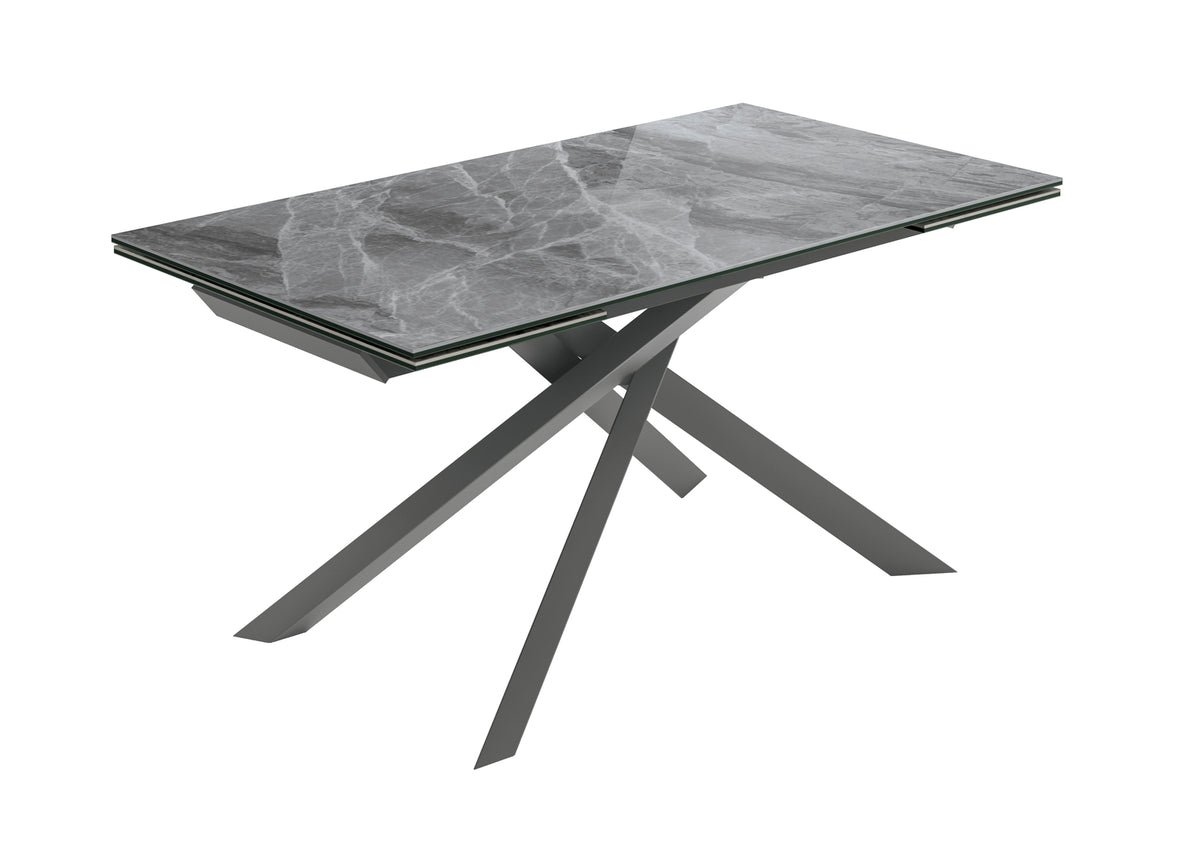 Extendable Dining Table Cross 160-240 cm Grey Marble / Anthracite Domestica – Product View on White