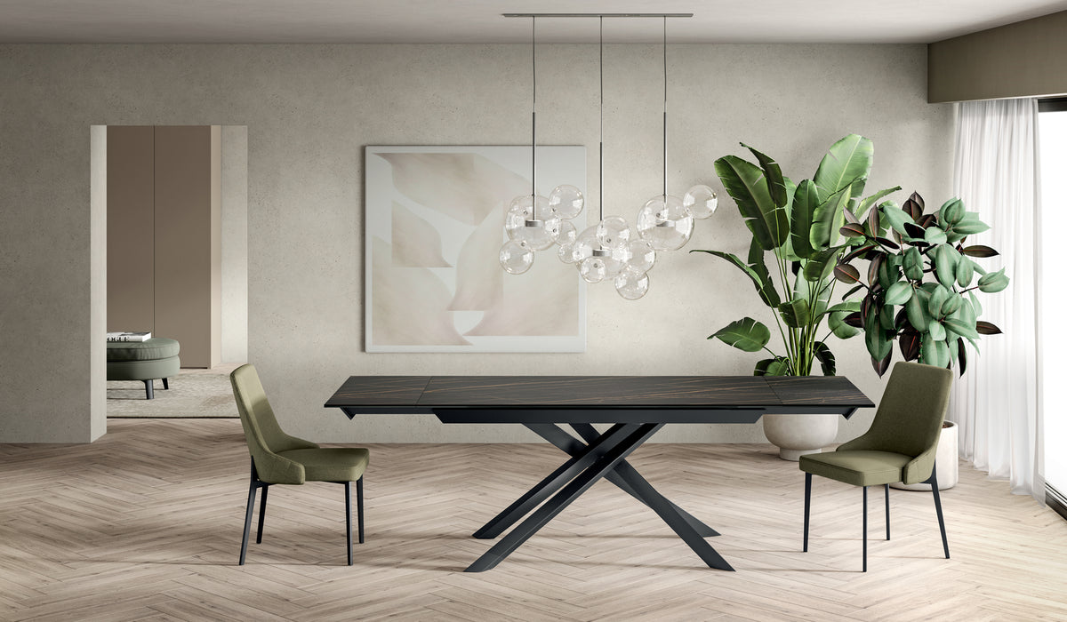 Extendable Dining Table Cross 160-240 cm Black Portoro / Black Domestica – Lifestyle