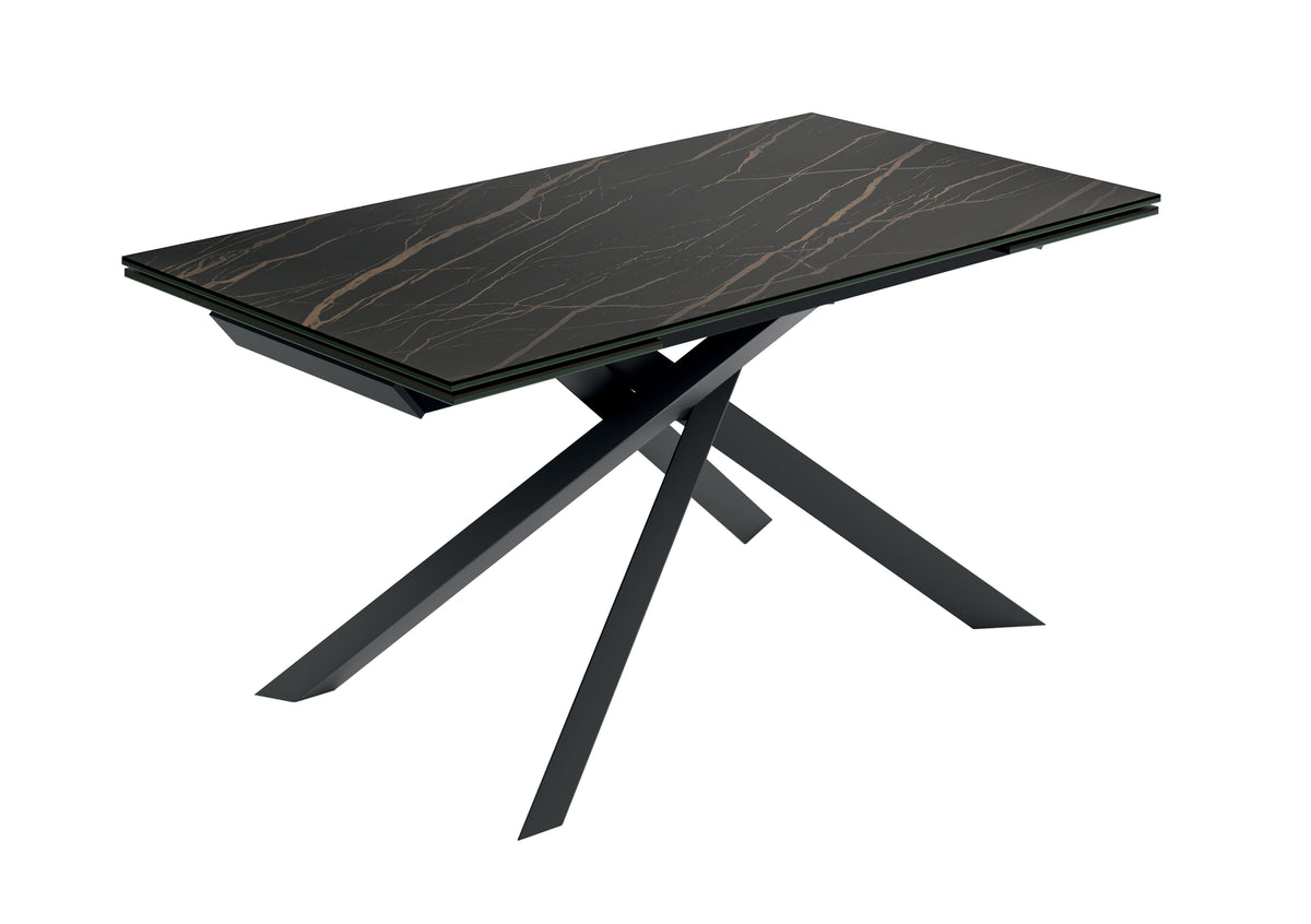 Extendable Dining Table Cross 160-240 cm Black Portoro / Black Domestica – Product View on White