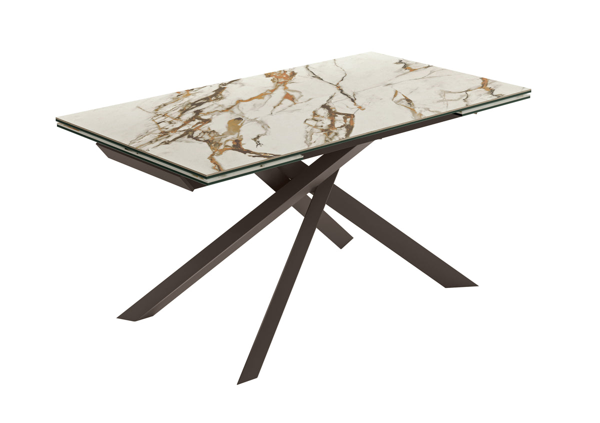 Extendable Dining Table Cross 160-240 cm Calacatta Borghini / Bronze Domestica – Product View on White