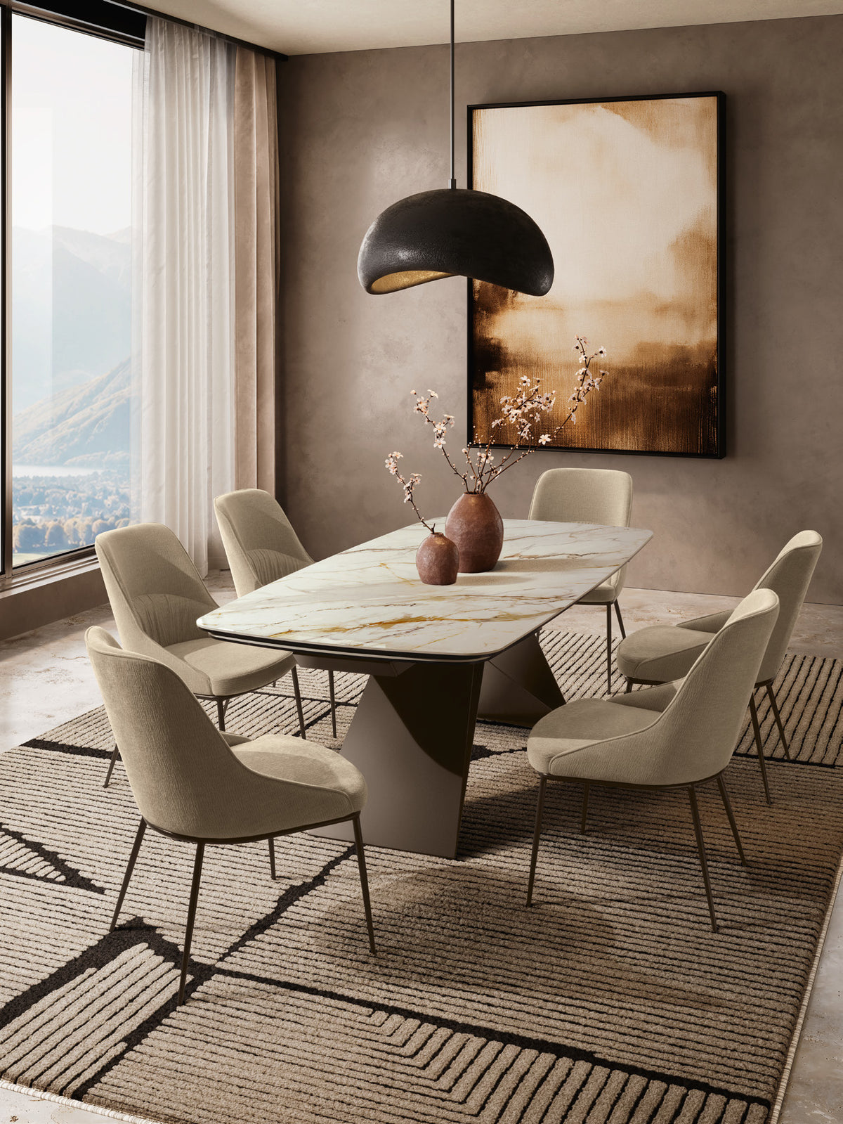 Extendable Dining Table Thanos X 200-280 cm Calacatta Borghini / Bronze Domestica – Lifestyle