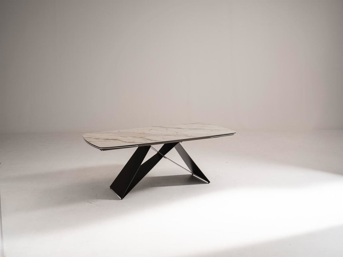 Extendable Dining Table Thanos X 200-280 cm Calacatta Borghini / Bronze Domestica – Lifestyle