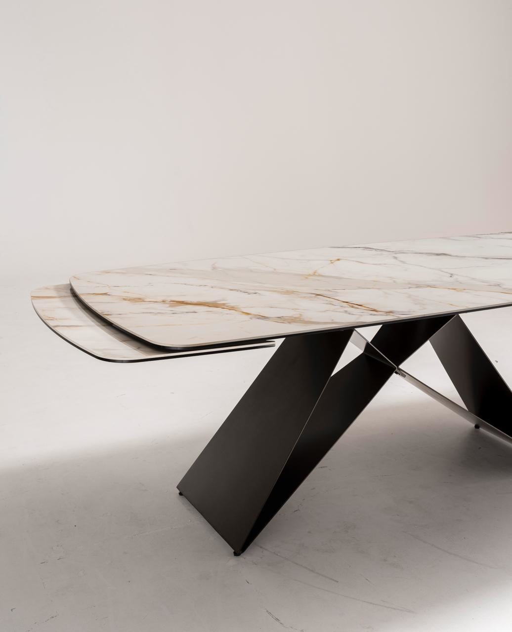 Extendable Dining Table Thanos X 200-280 cm Calacatta Borghini / Bronze Domestica – Dimensions Drawing