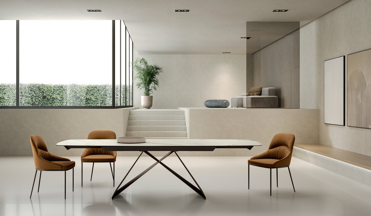 Extendable Dining Table Thanos X 200-280 cm Calacatta Gold / Bronze Domestica – Lifestyle