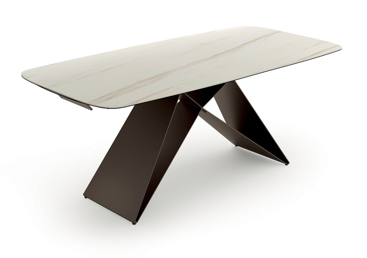 Extendable Dining Table Thanos X 200-280 cm Calacatta Gold / Bronze Domestica – Product View on White