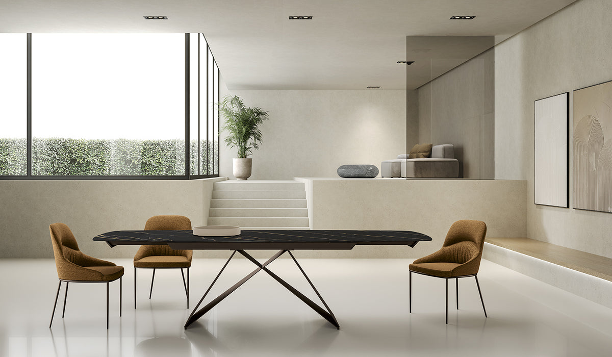 Extendable Dining Table Thanos X 200-280 cm Black Portoro / Black Domestica – Lifestyle