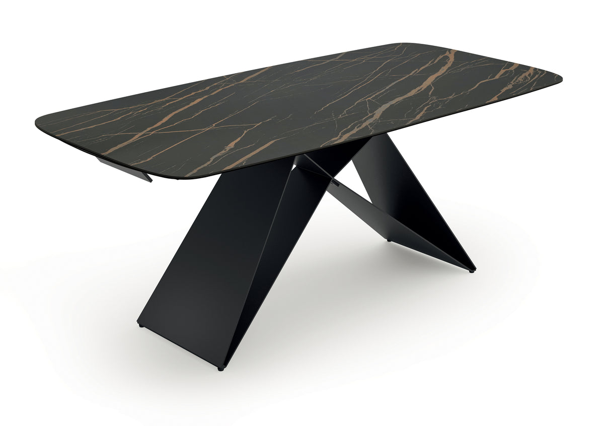 Extendable Dining Table Thanos X 200-280 cm Black Portoro / Black Domestica – Product View on White