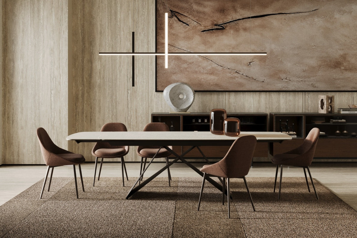 Extendable Dining Table Thanos X 200-280 cm Ivory Stone / Bronze Domestica – Lifestyle