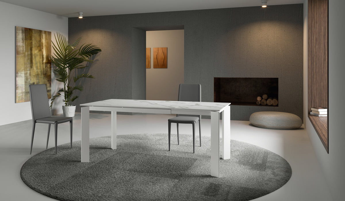Extendable Dining Table Frame 120-170 cm Ceramic White Marble / White Domestica – Lifestyle