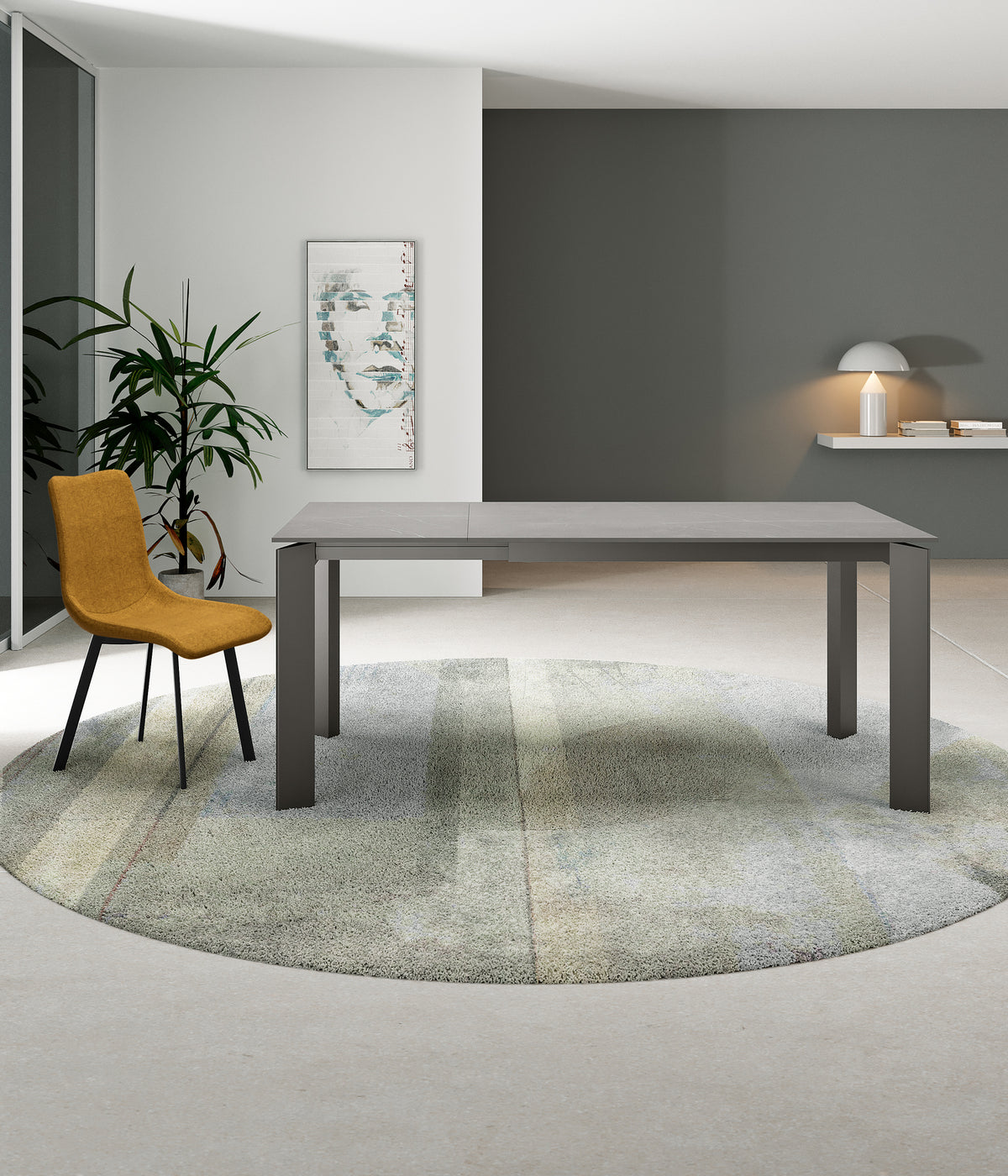 Extendable Dining Table Frame 120-170 cm Ceramic Grey Marble / Anthracite Domestica – Lifestyle
