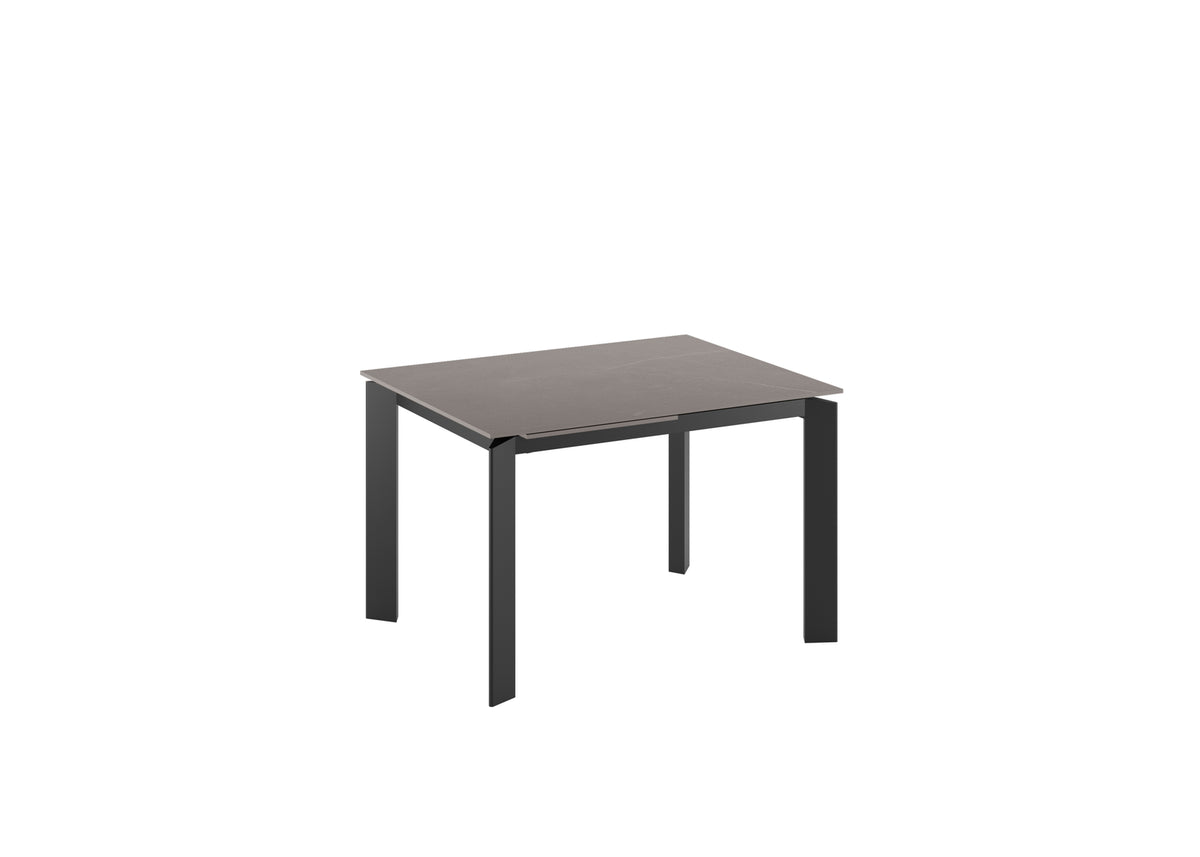 Extendable Dining Table Frame 120-170 cm Ceramic Grey Marble / Anthracite Domestica – Product View on White