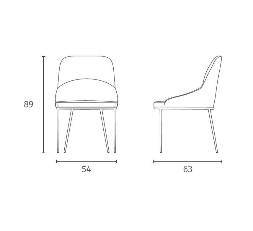 Dining Chair Ginevra Beige / Black Domestica – Dimensions Drawing