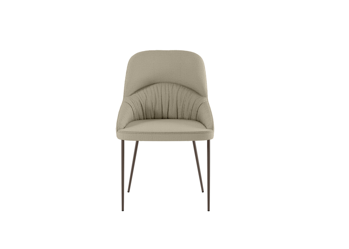 Dining Chair Ginevra Beige / Bronze Domestica – Front View on White