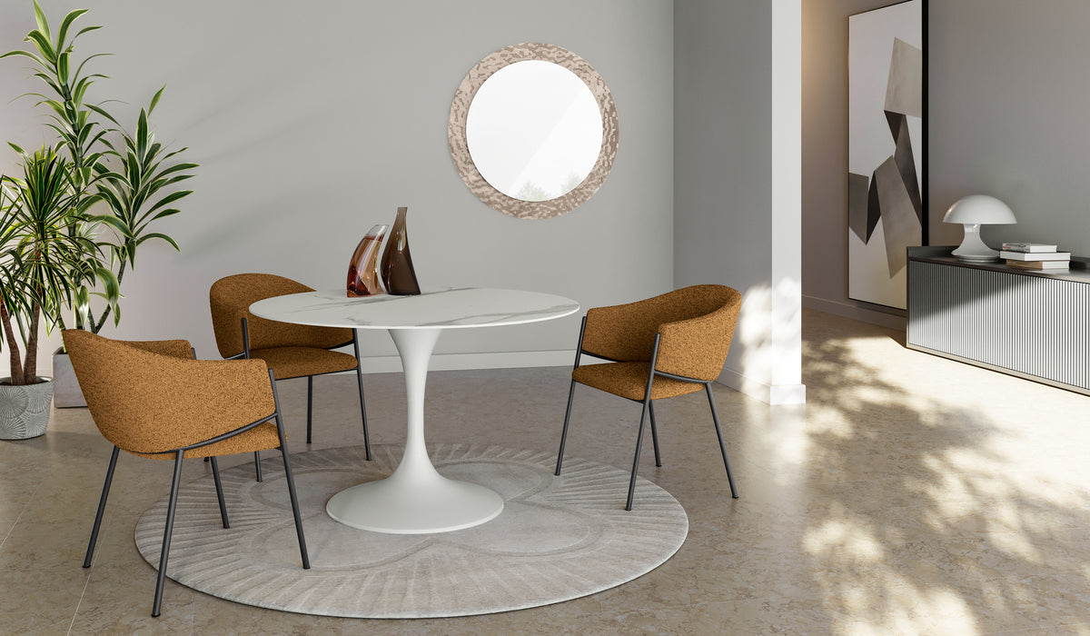 Dining Table Side 100 cm Ceramic White Marble / White Domestica – Lifestyle