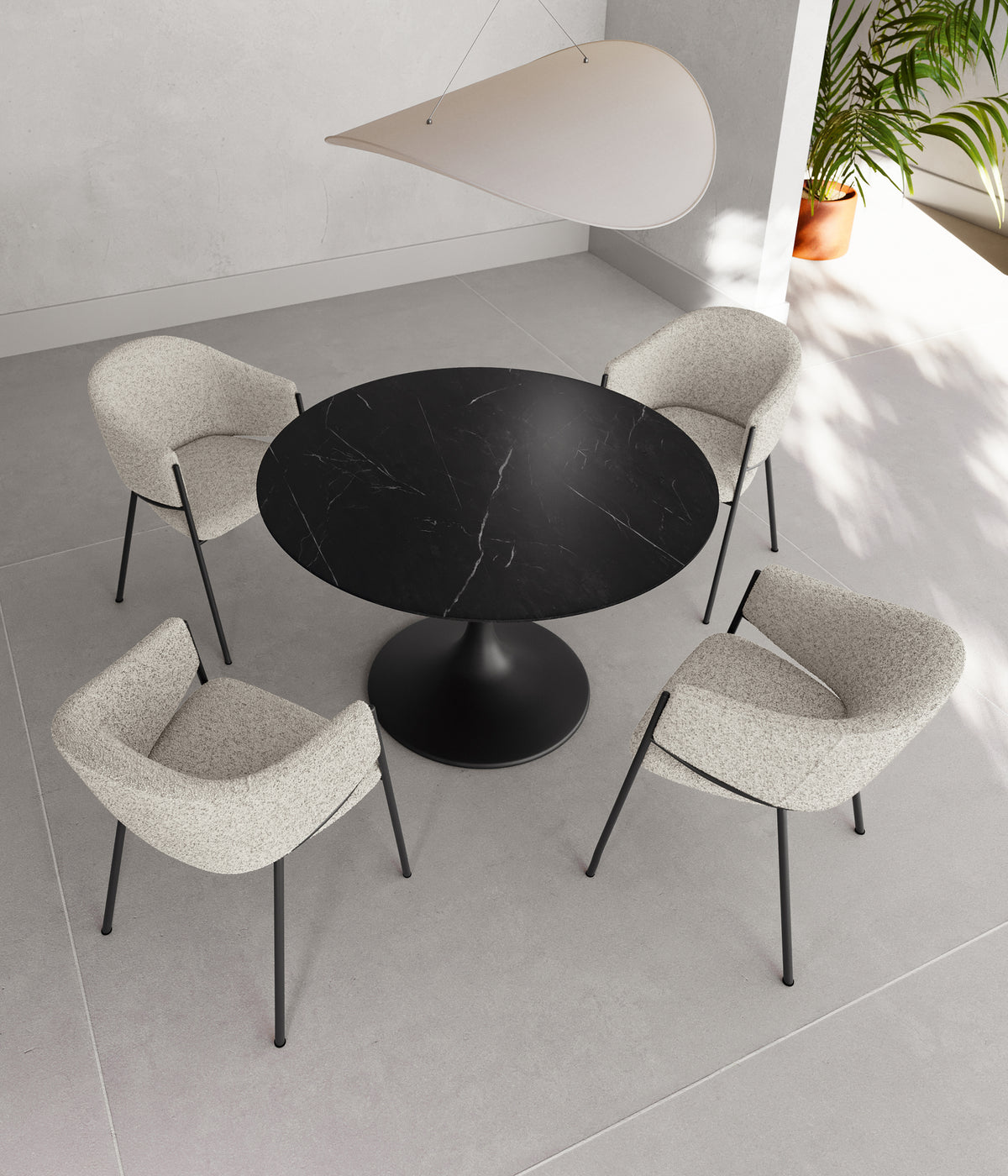 Dining Table Side 100 cm Ceramic Black Marble / Black Domestica – Lifestyle