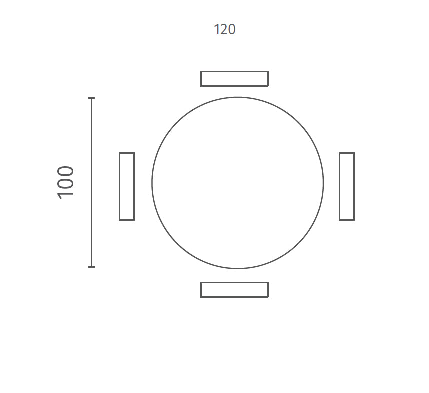 Dining Table Side 100 cm Ceramic Black Marble / Black Domestica – Dimensions Drawing
