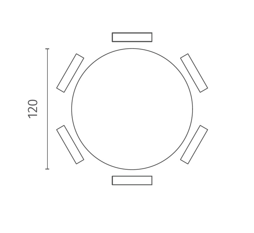 Dining Table Side 120 cm Ceramic White Marble / White Domestica – Dimensions Drawing