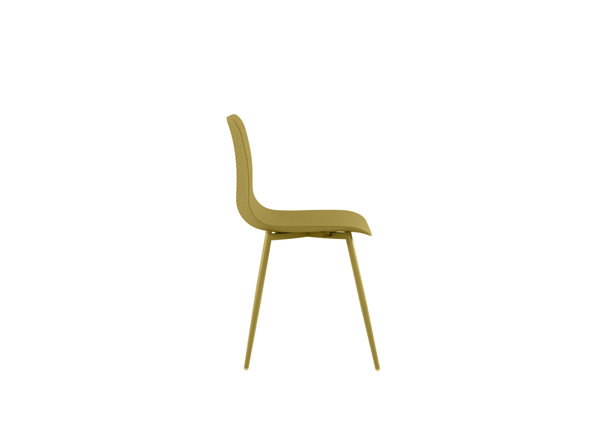 Dining Chair Cover Polypropylene Mustard Domestica – Side View on White