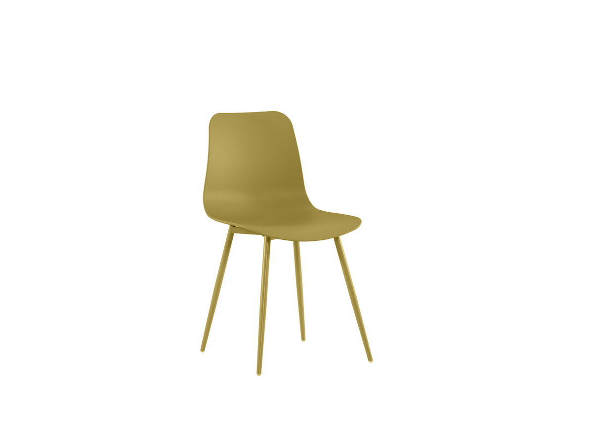 Dining Chair Cover Polypropylene Mustard Domestica – Three Quarter View on White