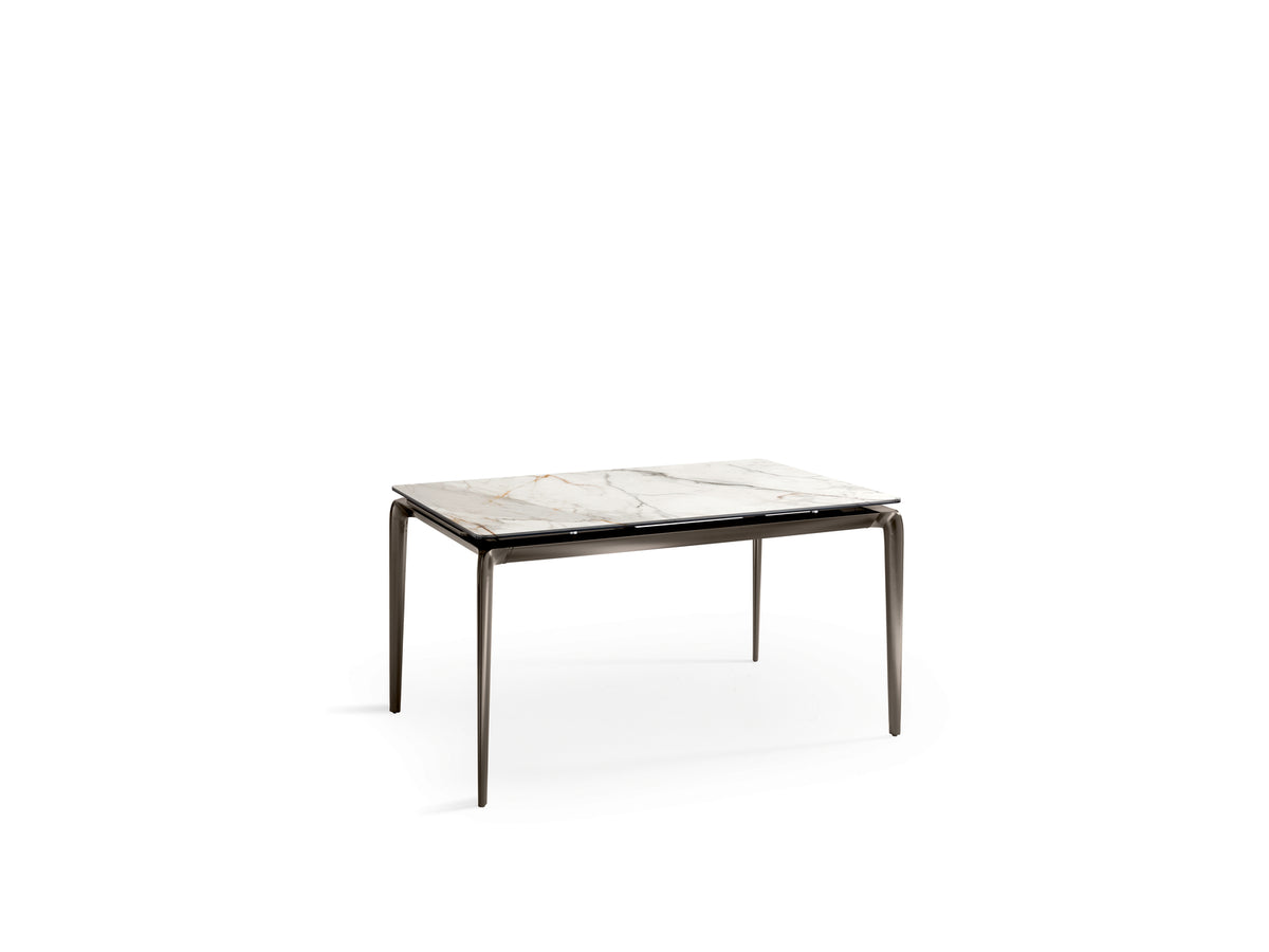 Extendable Dining Table Rail 140-200 cm Calacatta Gold / Bronze Domestica – Product View on White