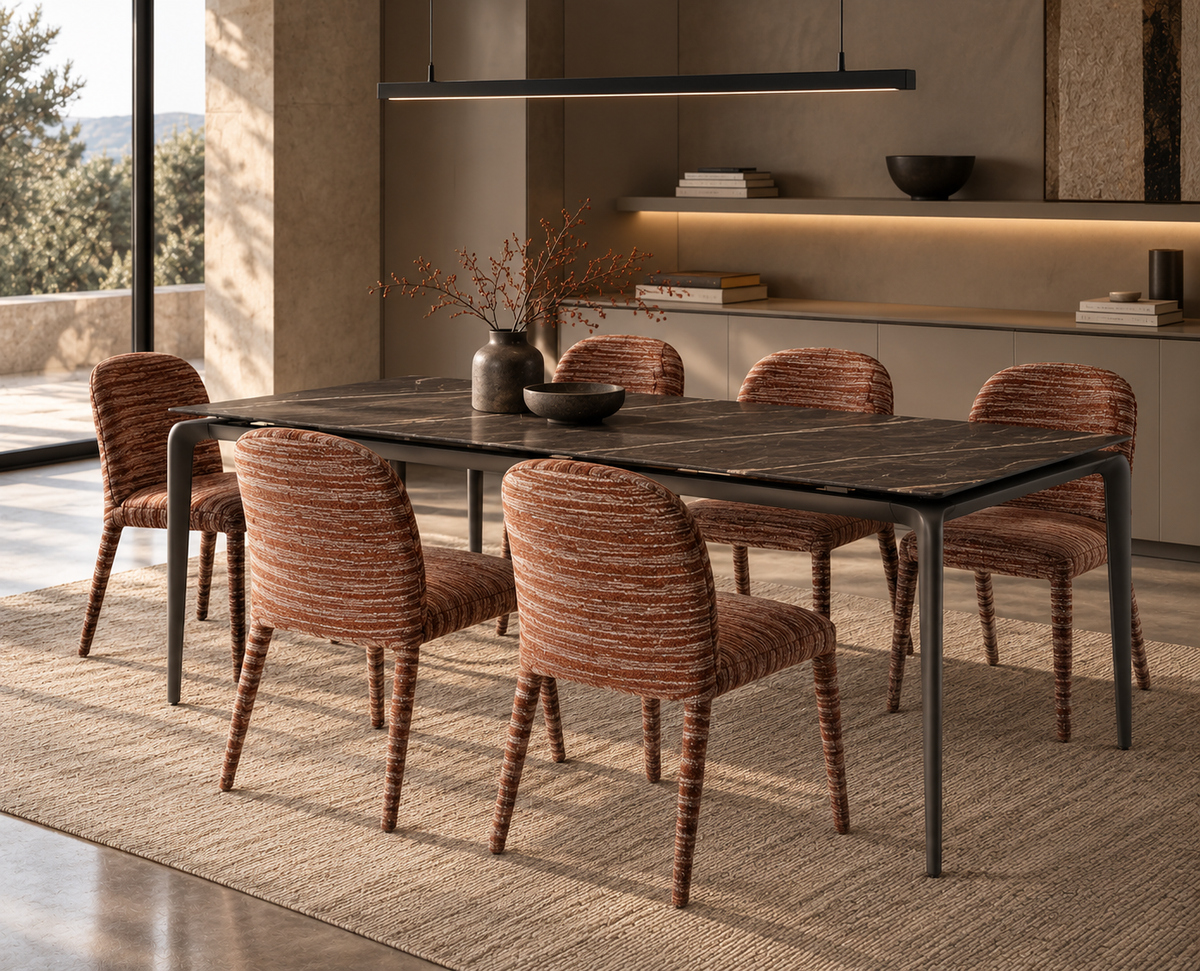 Extendable Dining Table Rail 140-200 cm Black Portoro / Anthracite Domestica – Lifestyle