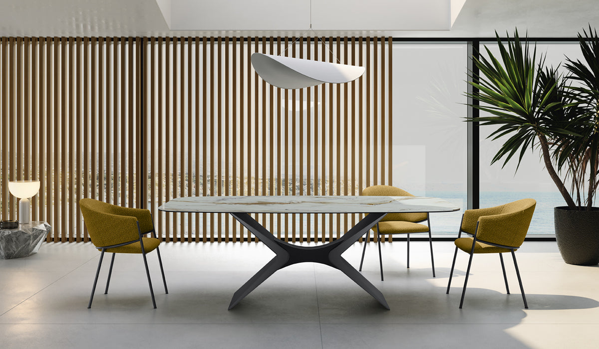 Dining Table Atlas 220 cm Ceramic Calacatta Gold / Anthracite Domestica – Lifestyle