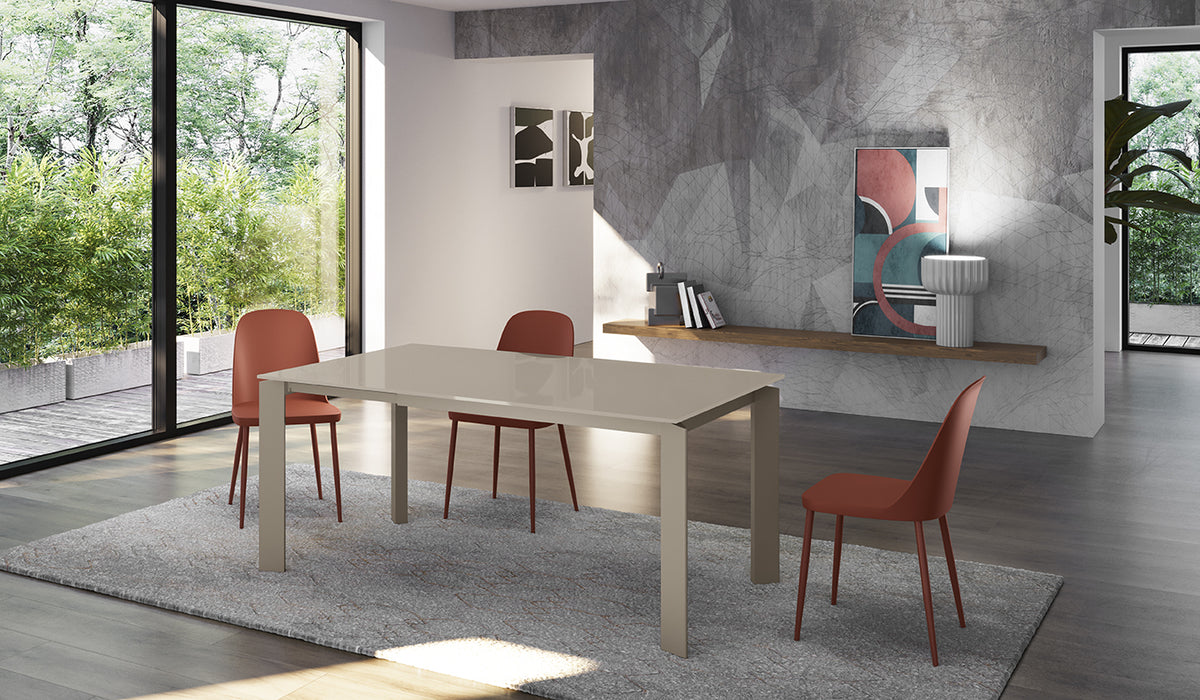 Extendable Dining Table Frame 120-170 cm Glass Taupe Domestica – Lifestyle