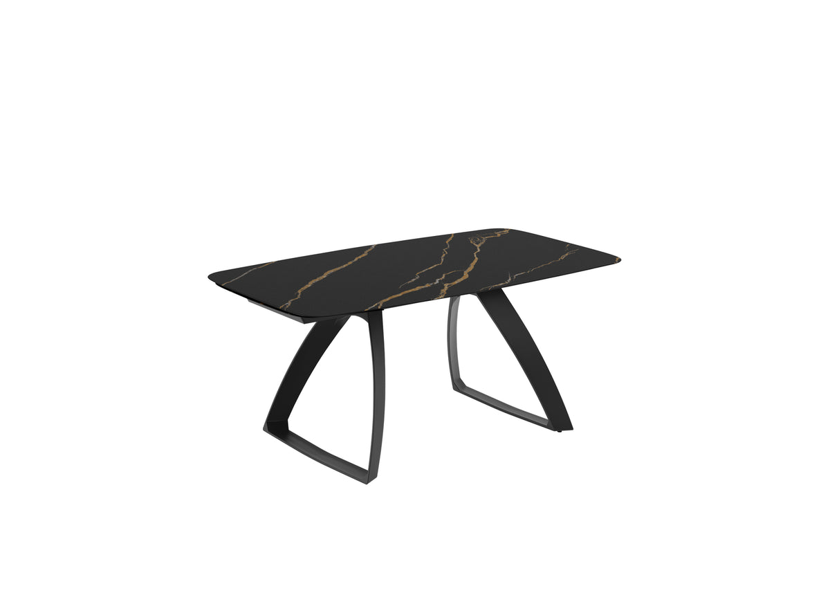 Extendable Dining Table Barrel 180-240 cm Black Portoro / Matt Black Domestica – Product View on White