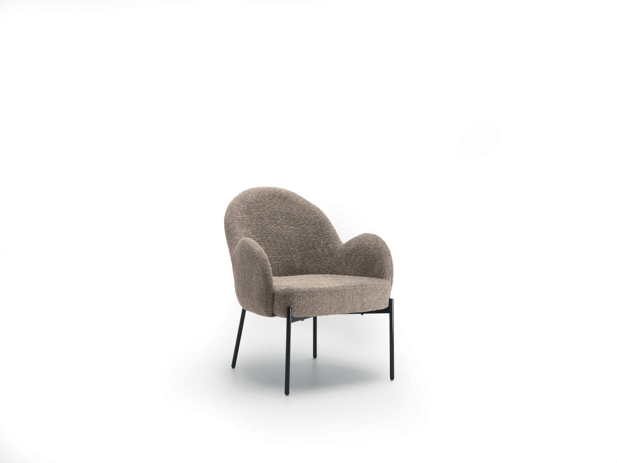 Armchair Malibu Bouclé Taupe Domestica – Product View on White