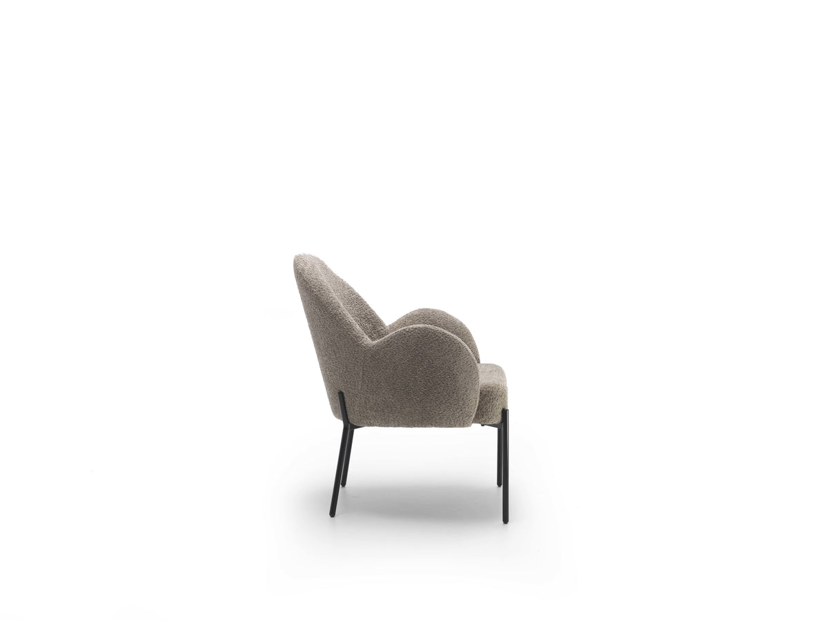 Armchair Malibu Bouclé Taupe Domestica – Product View on White