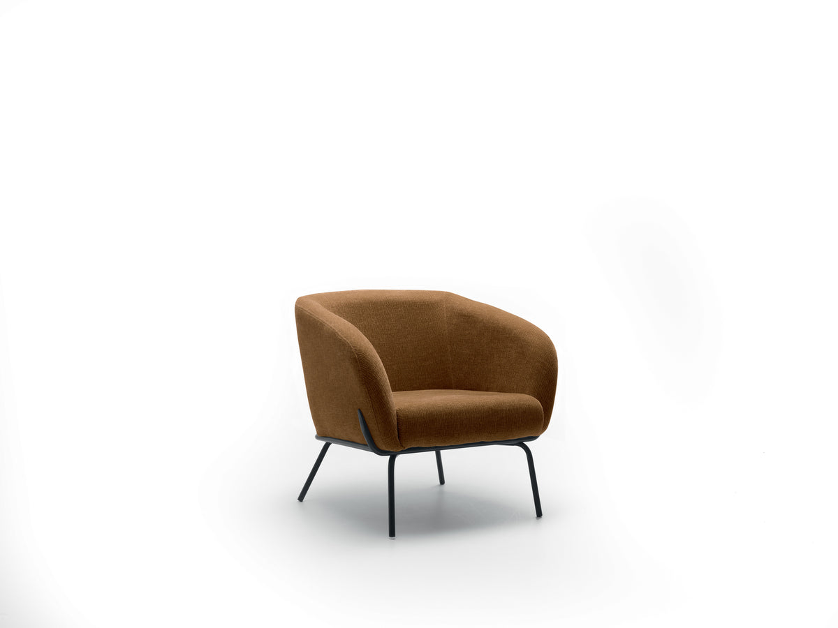 Armchair Sherry Velvet Brown Domestica – Product View on White