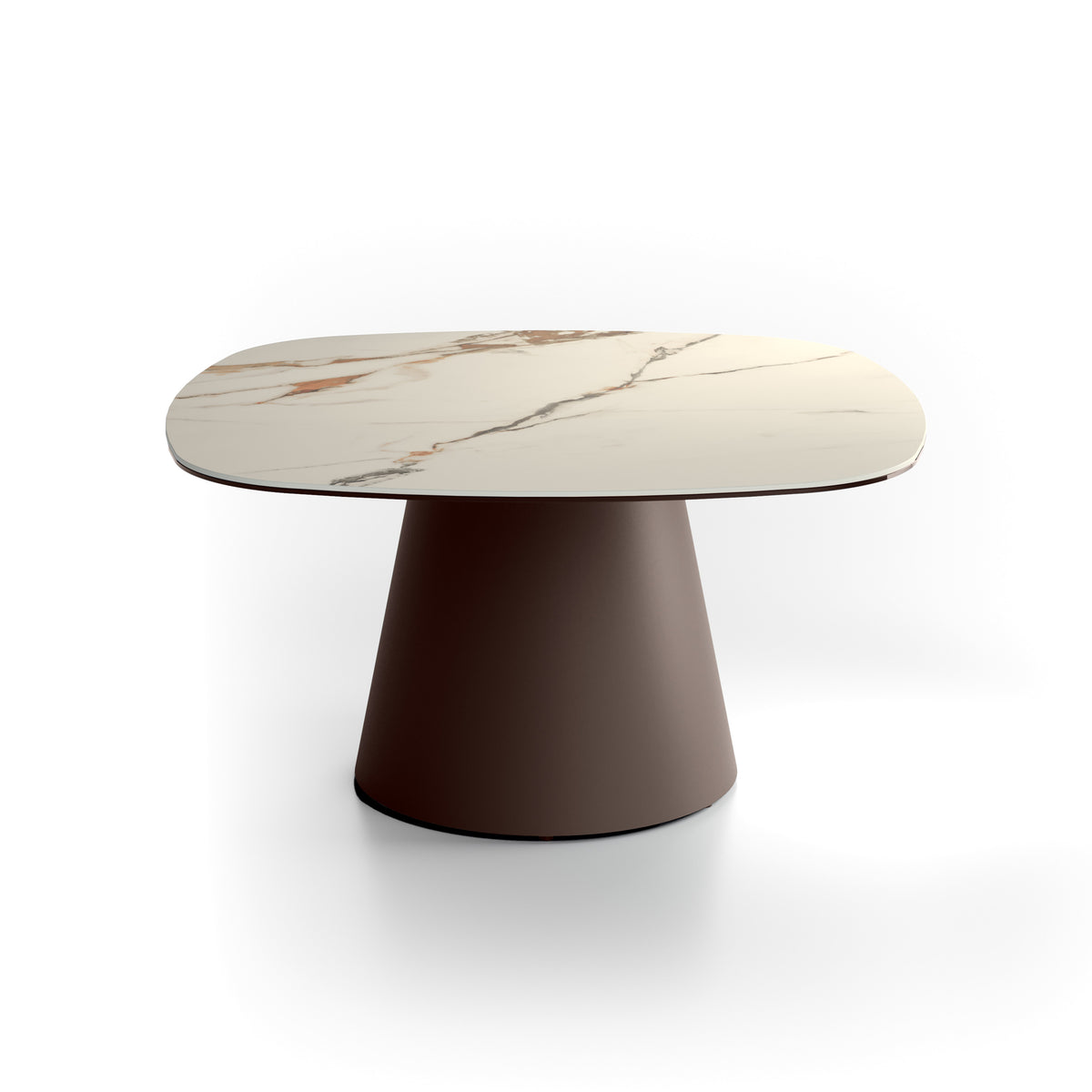 Coffee Table Pillar Big 90 cm Ceramic Calacatta Borghini / Bronze Domestica – Product View on White