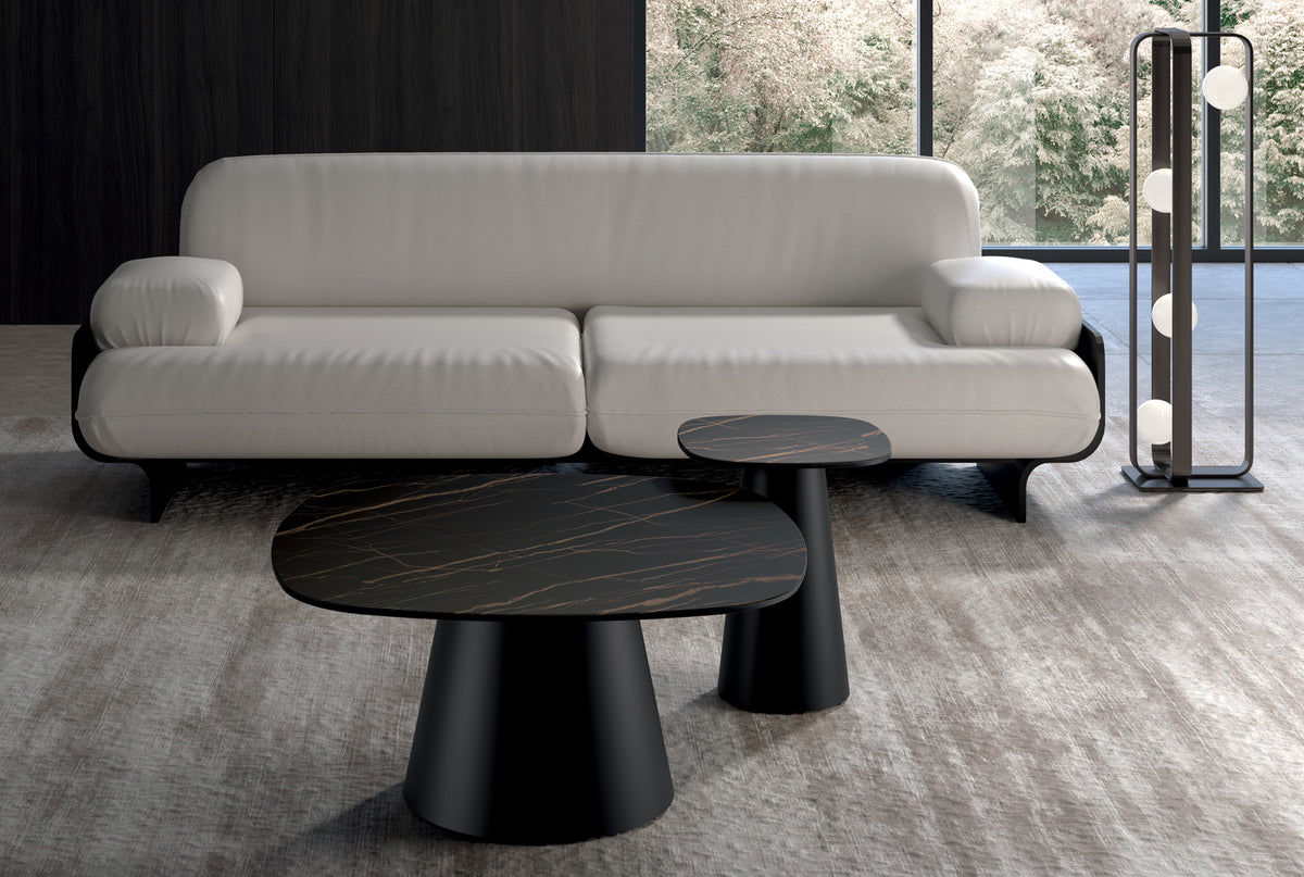 Coffee Table Pillar Big 90 cm Ceramic Black Portoro / Black Domestica – Lifestyle