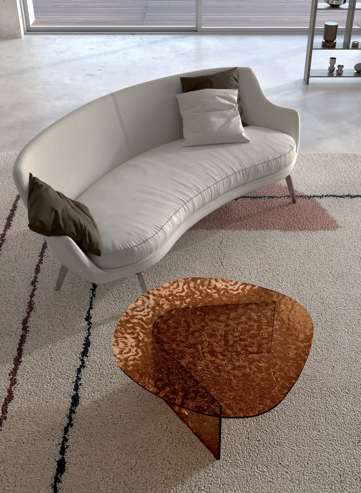 Coffee Table Fold Big Hammered Glass Bronze Domestica – Lifestyle