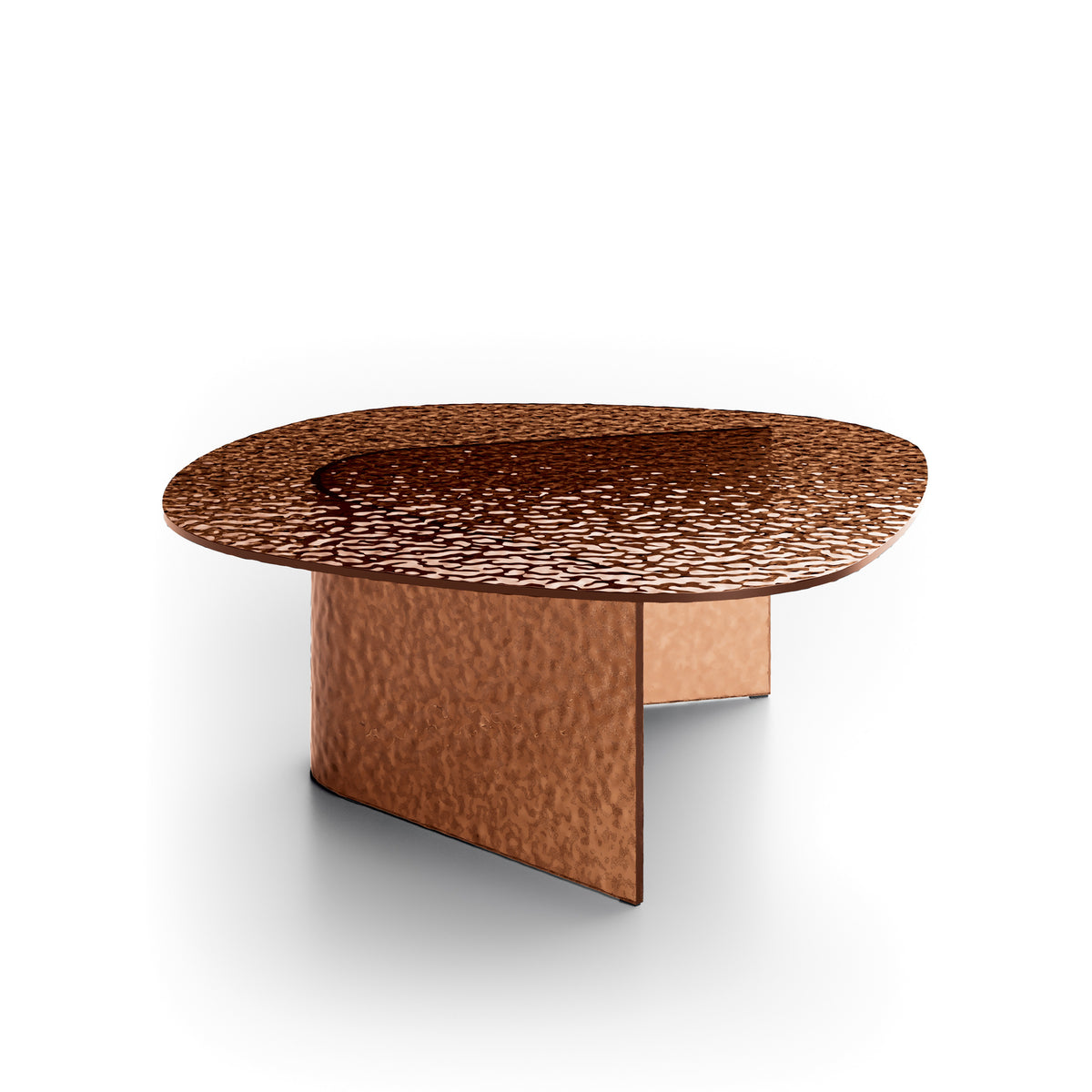 Coffee Table Fold Big Hammered Glass Bronze Domestica – Product View on White