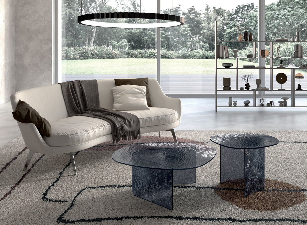 Coffee Table Fold Big Hammered Glass Smoked Domestica – Lifestyle