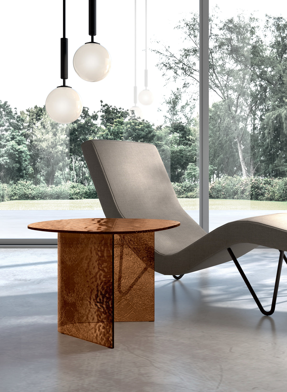 Side Table Fold Small Hammered Glass Bronze Domestica – Lifestyle