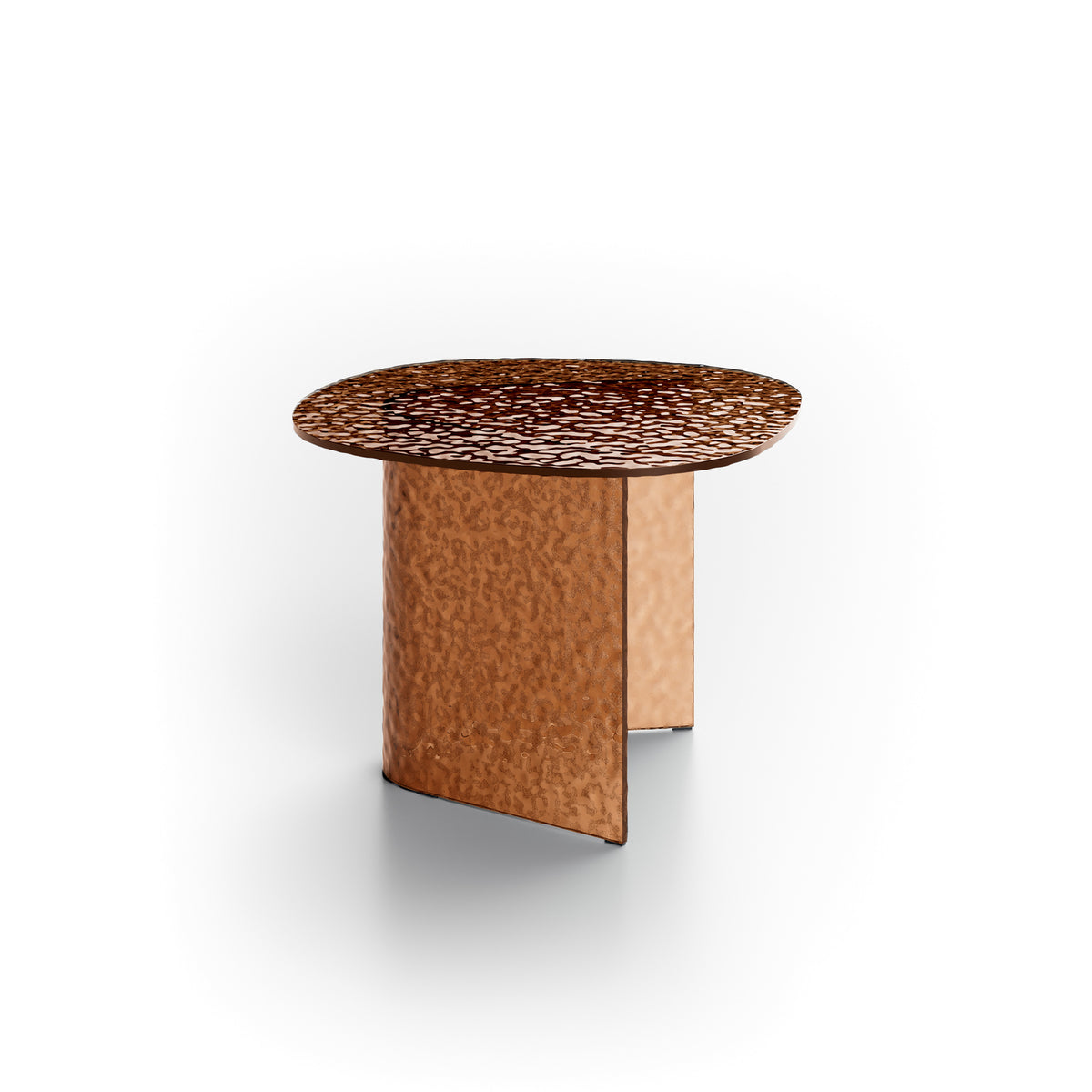 Side Table Fold Small Hammered Glass Bronze Domestica – Product View on White