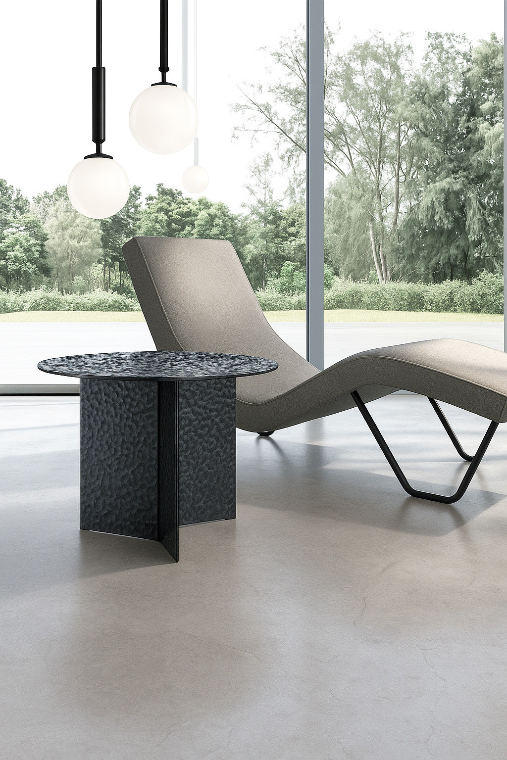 Side Table Fold Small Hammered Glass Smoked Domestica – Lifestyle