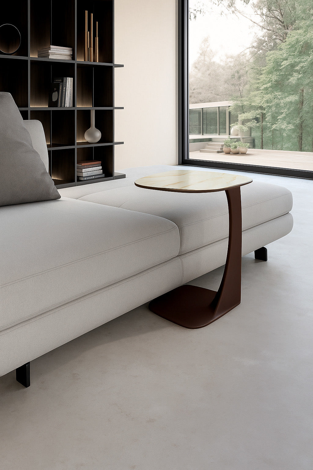 Side Table Menhir 45 cm Ceramic Calacatta Gold / Bronze Domestica – Lifestyle