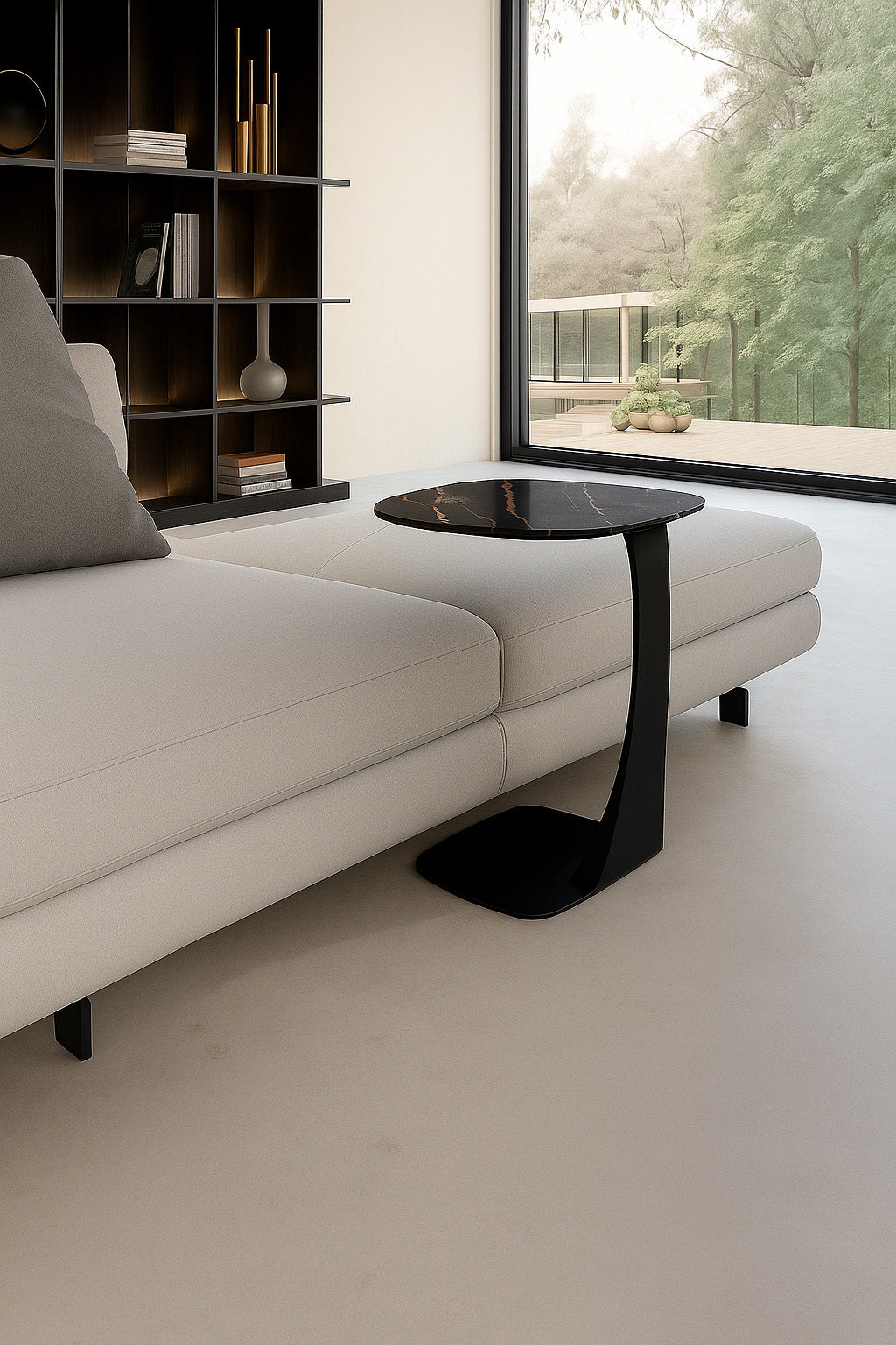 Side Table Menhir 45 cm Ceramic Black Portoro / Black Domestica – Lifestyle