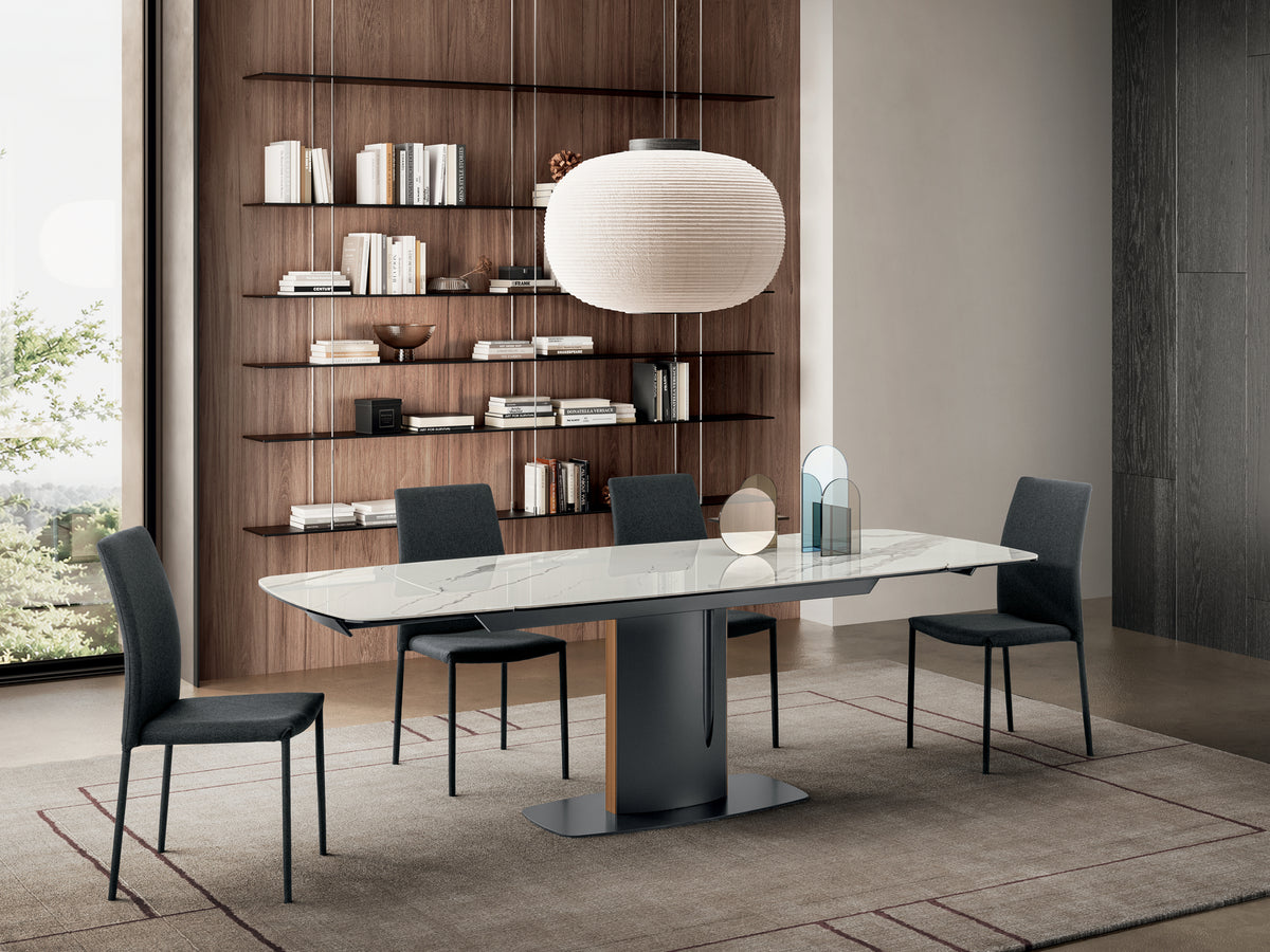 Extendable Dining Table Keel 165-245 cm White Marble / Anthracite Domestica – Lifestyle
