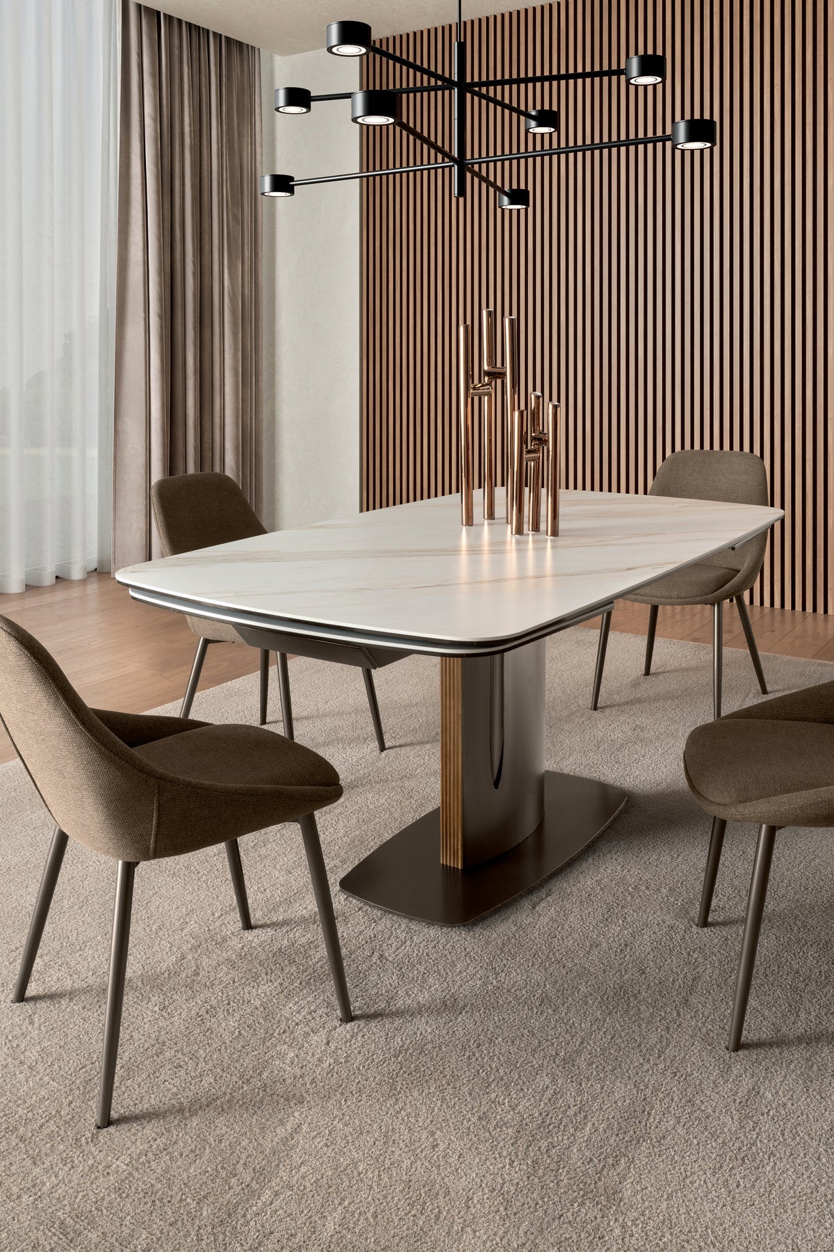 Extendable Dining Table Keel 165-245 cm Calacatta Gold / Bronze Domestica – Lifestyle
