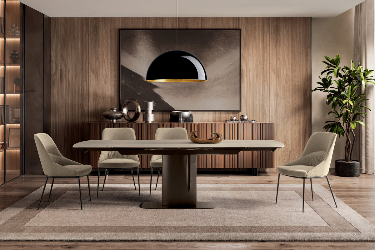 Extendable Dining Table Keel 165-245 cm Ivory Stone / Bronze Domestica – Lifestyle