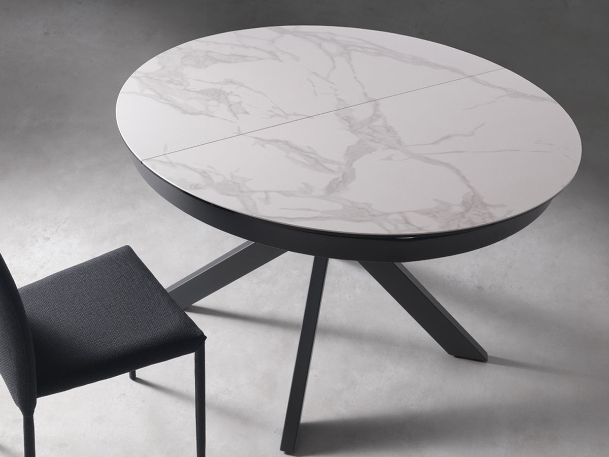 Extendable Dining Table Moon 120-160 cm Calacatta White / Anthracite Domestica – Lifestyle