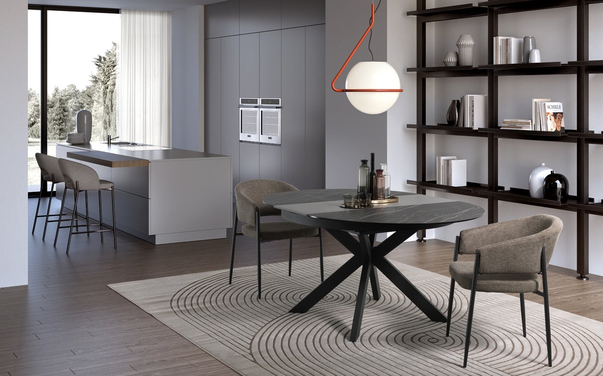 Extendable Dining Table Moon 120-160 cm Black Portoro / Anthracite Domestica – Lifestyle