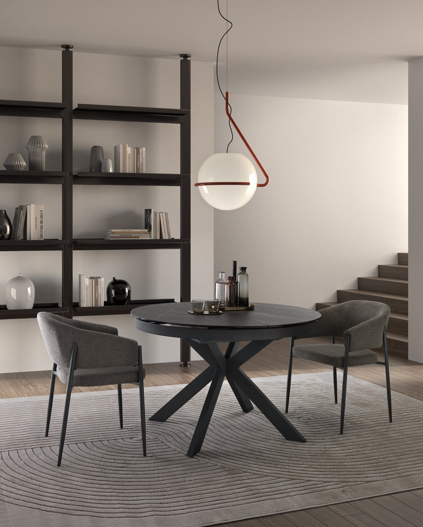 Extendable Dining Table Moon 120-160 cm Black Portoro / Anthracite Domestica – Lifestyle