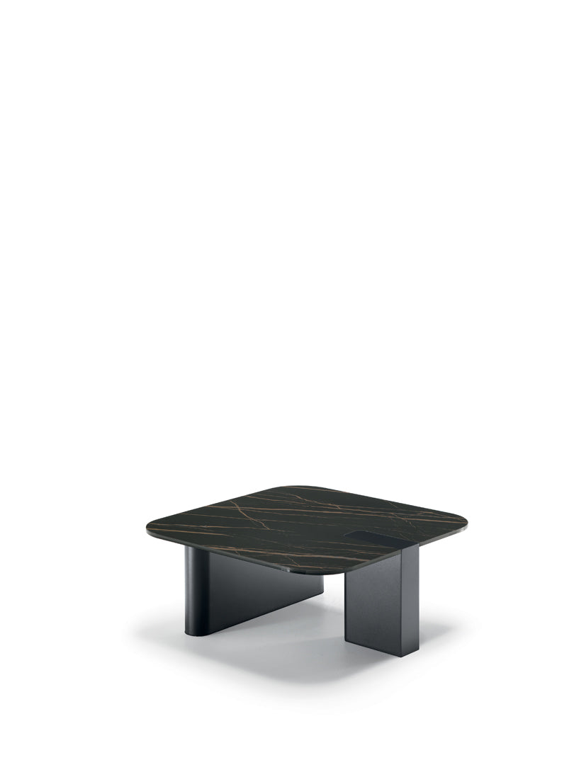 Coffee Table Lock 70 cm Ceramic Black Portoro / Black Domestica – Product View on White